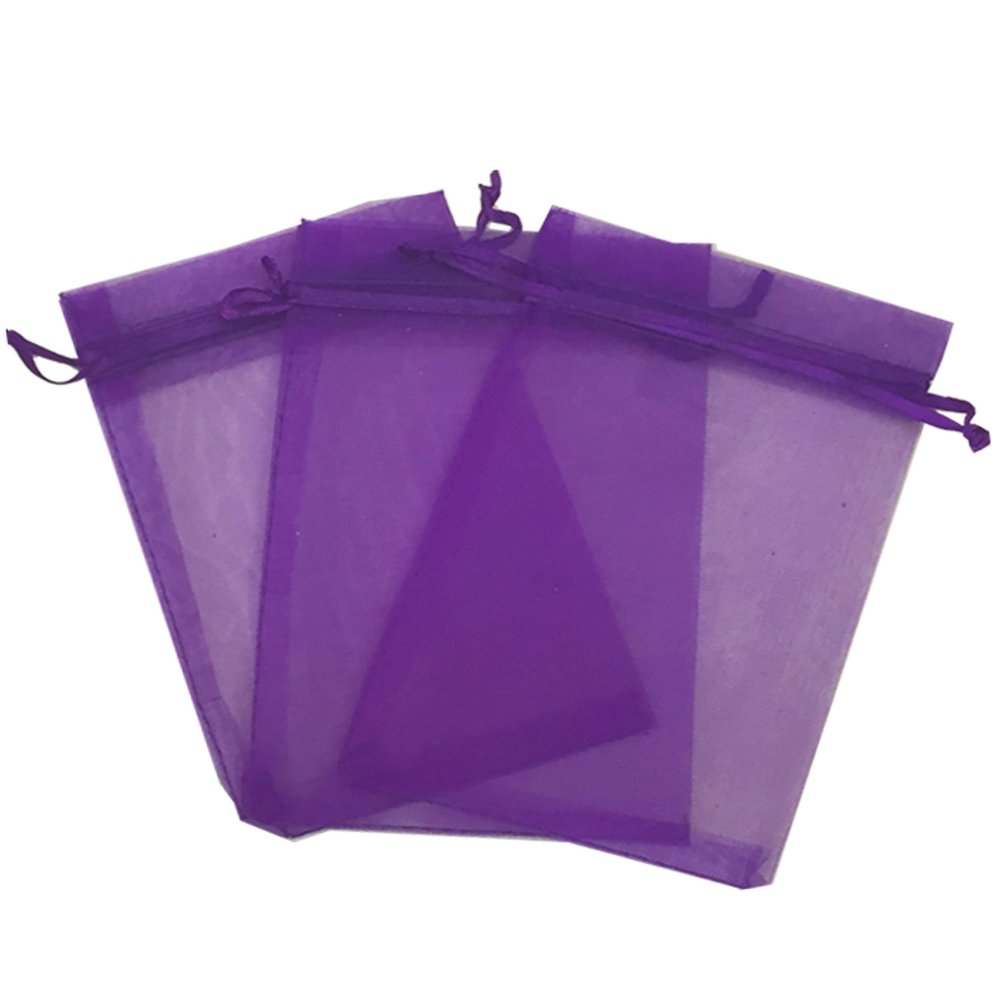 100 Pcs Purple 2x3 Sheer Drawstring Organza Pouches - Jewelry, Wedding, Party Favor & Candy Bags [Kyezi Design and Craft]