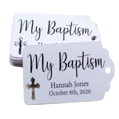 Small Personalized Baptism Favor Tags - My Baptism (Set of 20) (White)
