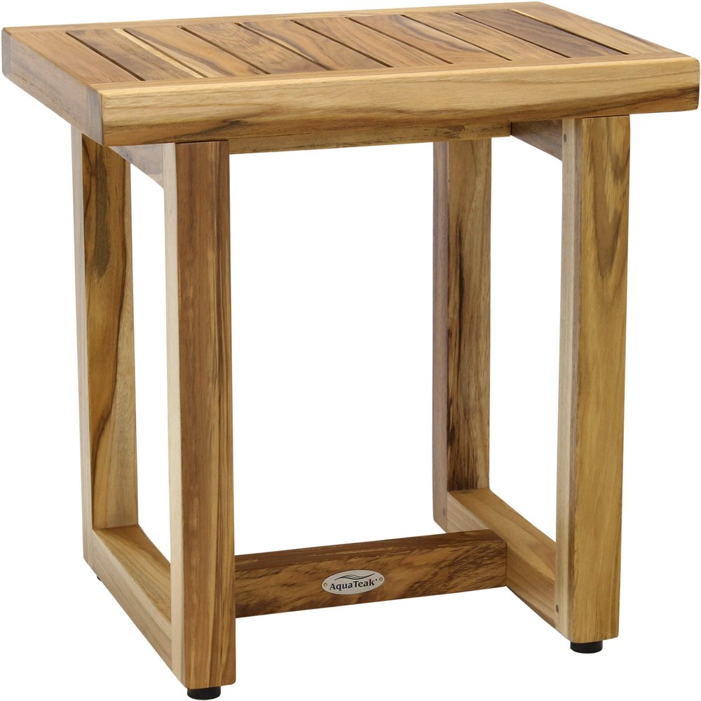 18" Spa Clear-Shield Teak Shower Bench - A. Bench