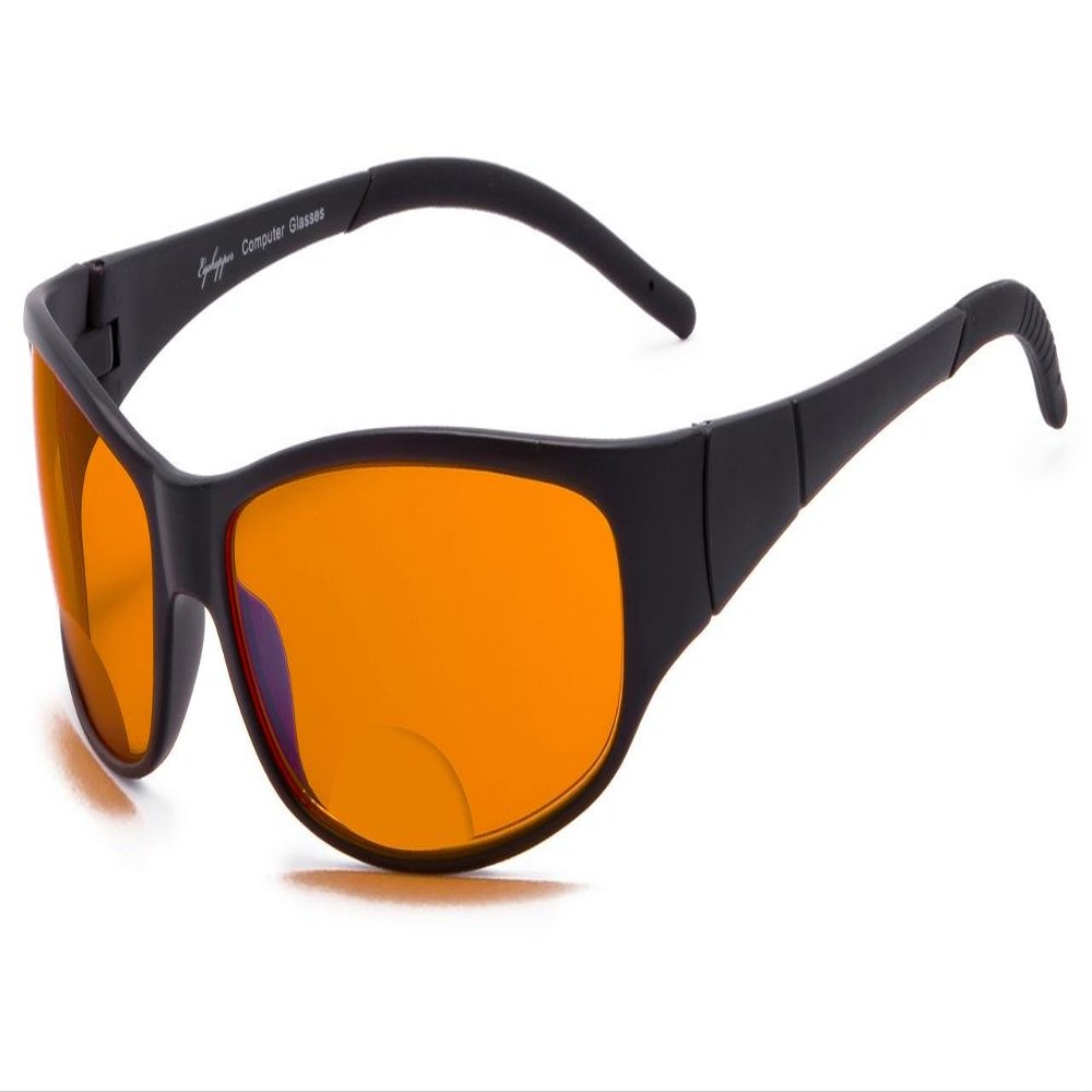 Eyekepper Blue Blocking Amber Bifocal Glasses for Sleep-Nighttime Bifocal Readers-Special Orange Tinted Glasses (Black)