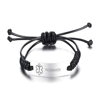 VNOX Type 1 Diabetes Medical Alert ID Handmade Braid Rope Stainless Steel Adjustable Bracelet for &Adult