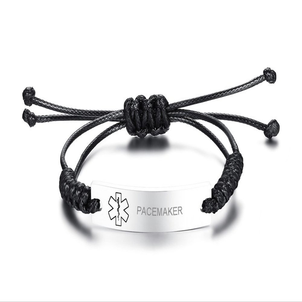 VNOX Type 1 Diabetes Medical Alert ID Handmade Braid Rope Stainless Steel Adjustable Bracelet for &Adult