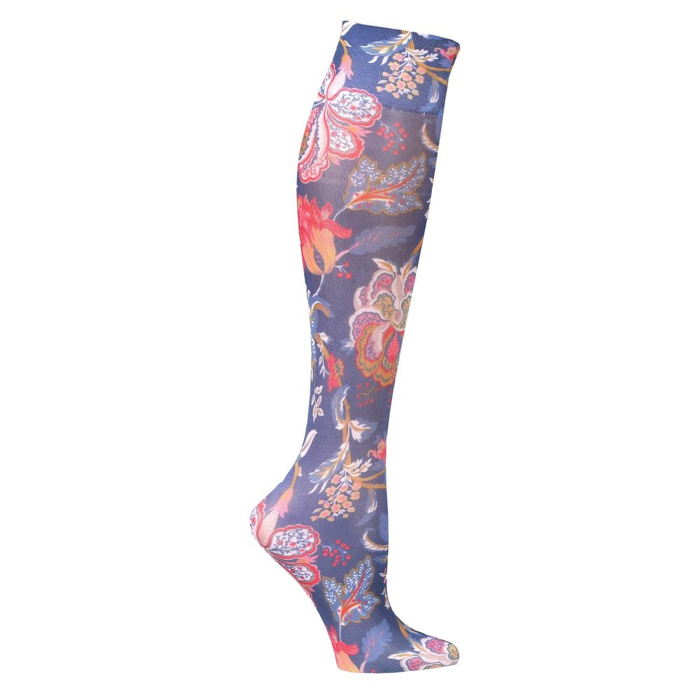 Celeste Stein Moderate Compression Knee High Stockings Wide Calf - Tapestry on Navy