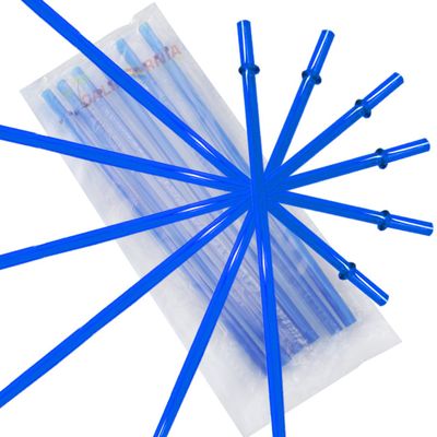 10.5" Long Rainbow Colored Reusable Plastic Replacement Straws, Fits Most Tumblers, Set of 10 with Cleaning Brush (Blue)