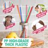10.5" Long Rainbow Colored Reusable Plastic Replacement Straws, Fits Most Tumblers, Set of 10 with Cleaning Brush (Blue) view 2