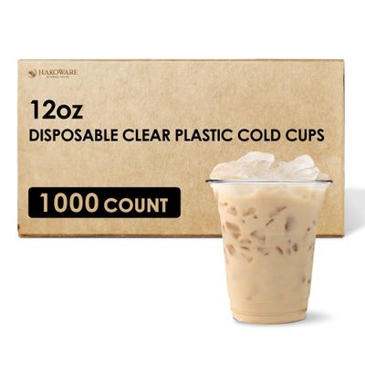 [1000 COUNT]HAKOWARE by Harvest Pack 12 oz Ultra Clear Disposable Plastic Cold Cups for Wedding & Party, PET Cocktail Cup, Disposable Clear Cups for Iced Coffee & Cold Beverage