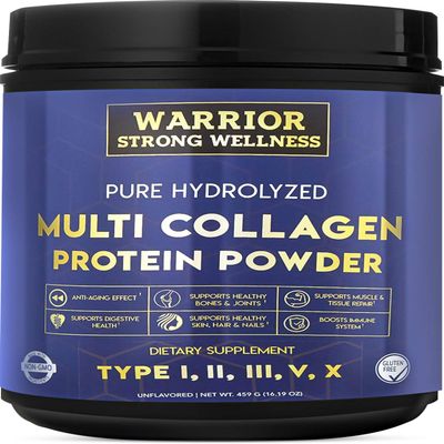 Warrior Strong Wellness Pure Hydrolyzed Multi Collagen Protein Powder, Collagen Powder, Boost Energy, for Aging Skin Elasticity, Hair & Nails Growth Support, Joint Health (Unflavored)