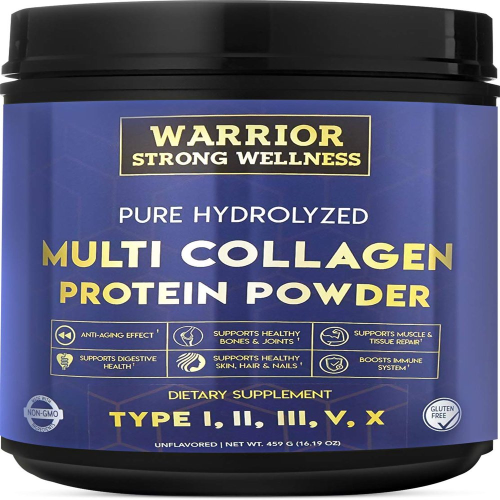 Warrior Strong Wellness Pure Hydrolyzed Multi Collagen Protein Powder, Collagen Powder, Boost Energy, for Aging Skin Elasticity, Hair & Nails Growth Support, Joint Health (Unflavored)