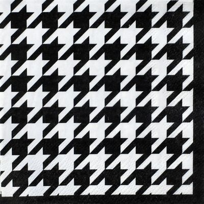 Club Pack Houndstooth Pattern Printed Beverage Size Paper Napkins Box of 192