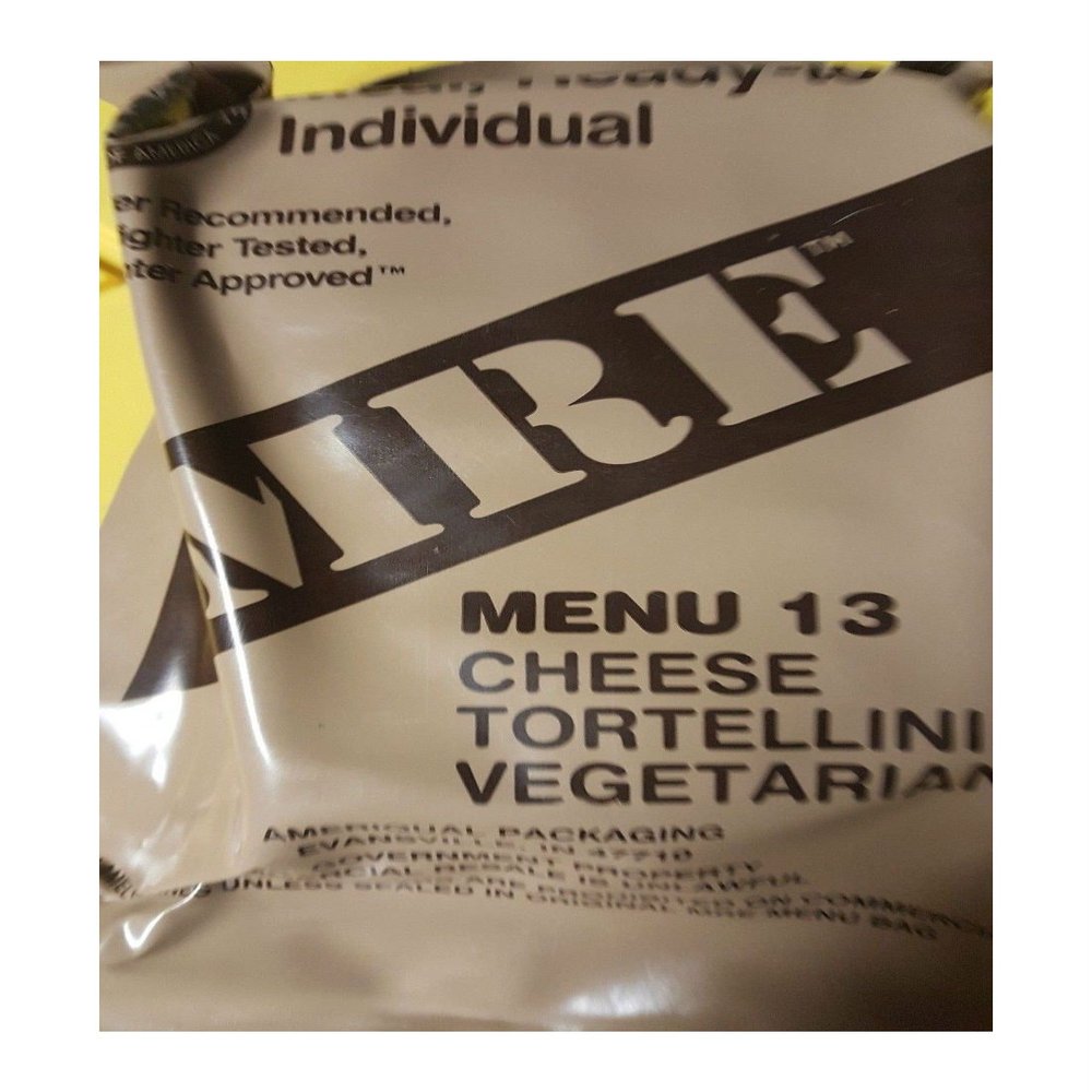 Andrews Corner MRE Meals Survival Food 2019 US MILITARY MEALS READY TO EAT Meal Prepper Food (Cheese Tortellini - Meal 13)