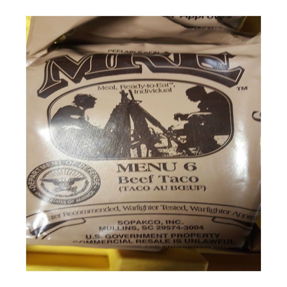 Andrews Corner MRE Meals Survival Food 2019 US MILITARY MEALS READY TO EAT Meal Prepper Food (Beef Taco - Meal 6)