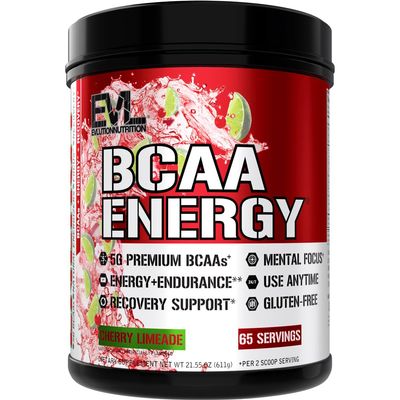 Evlution EVL BCAAs Amino Acids Powder - BCAA Energy Pre Workout Powder for Muscle Recovery Lean Growth and Endurance - Rehydrating Post Workout Recovery Drink with Natural Caffeine - Cherry Limeade