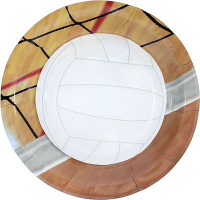 Club Pack Volleyball Game Printed 9in Paper Plates Box of 96