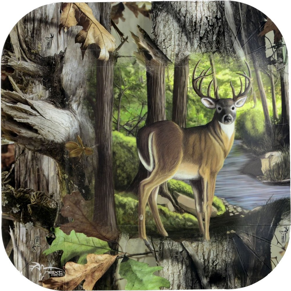 Club Pack Next Camo G1 Buck Printed 9in Paper Plates Box of 96