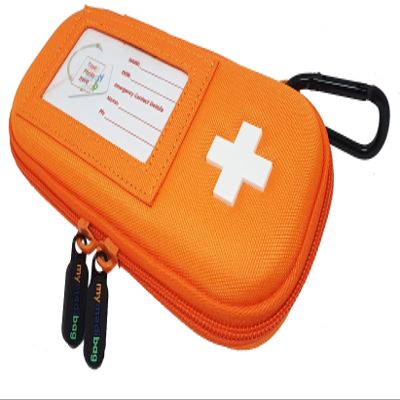 Mymedibag Double Epipen Carry Case - Hardcase Insulated Medication Bag - Bright Orange Epipen Holder, Highly Visible and Noticeable Medical Case for Emergencies