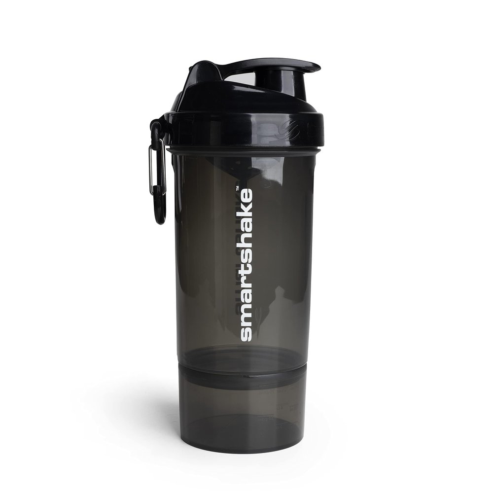 Smartshake O2GO ONE Plastic Protein Shaker Bottle 800 ml | 27 oz - Leakproof Screw-on Lid - BPA Free  Unisex - Black