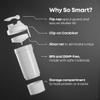 Smartshake O2GO ONE Plastic Protein Shaker Bottle 800 ml | 27 oz - Leakproof Screw-on Lid - BPA Free  Unisex - Black view 2