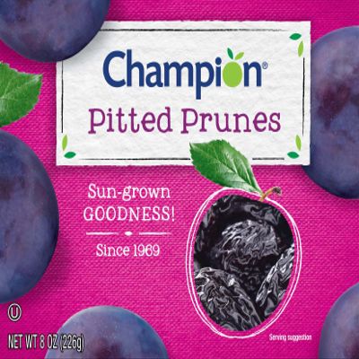 Champion Pitted Dried Plums, Prunes, 8 Ounce