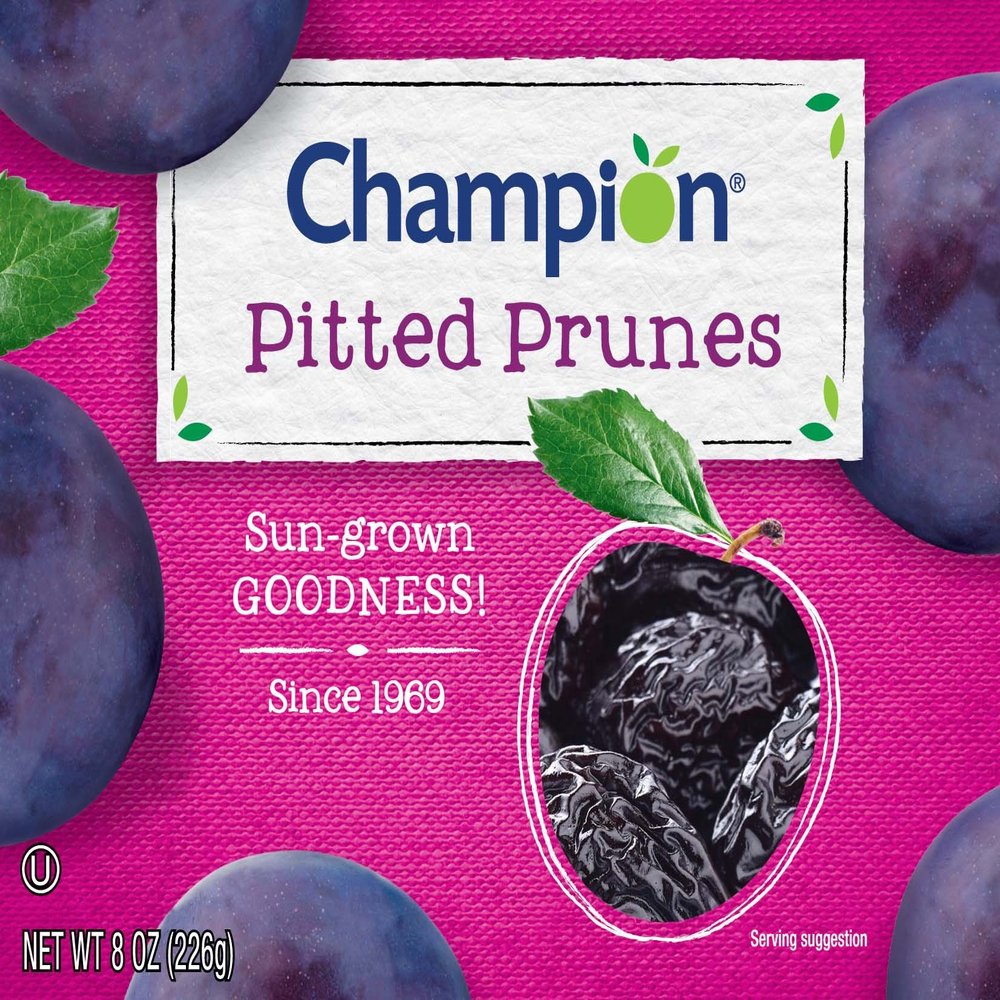 Champion Pitted Dried Plums, Prunes, 8 Ounce