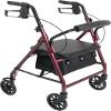 Probasics Junior Aluminum Rollator with 6 Inch Wheels, 250 Pound Weight Capacity, Burgundy, Medical Walker view 1