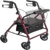 Probasics Junior Aluminum Rollator with 6 Inch Wheels, 250 Pound Weight Capacity, Burgundy, Medical Walker view 3