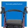 Probasics Junior Aluminum Rollator with 6 Inch Wheels, 250 Pound Weight Capacity, Burgundy, Medical Walker view 4