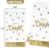 100 Pack Christmas Guest Napkins Merry & Bright  Holiday Party Paper Napkins with Gold Foil and Christmas Tree Design for Dinner, Cocktail, and Dessert Tables view 2