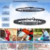 VNOX Medical Alert ID Type 2 DIABETES-7MM Black Stainless Steel Thin Link Emergency Bracelet for Men,8.8" view 2