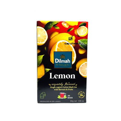 Dilmah Lemon Flavored Black Tea - Pure Ceylon Black Tea with Flavor of Real Lemon - 20 Tea Bags