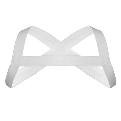 ACSUSS Men's Criss-Cross Elastic Nylon Double Shoulder Chest Muscle Support Brace White One Size
