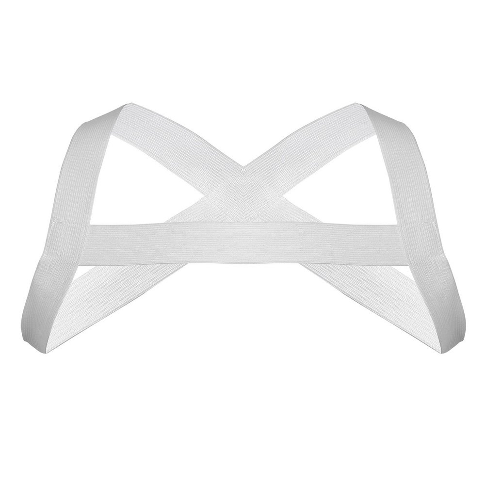 ACSUSS Men's Criss-Cross Elastic Nylon Double Shoulder Chest Muscle Support Brace White One Size