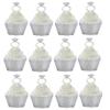 12pk Diamond Ring Wedding Bridal Shower Cupcake Toppers w Silver Glitter Wrappers view 1