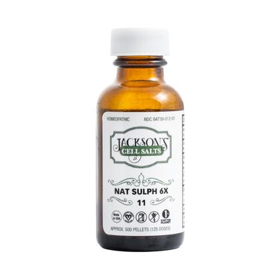 Jackson's #11 Cell Salt NAT Sulph 6X (500 Pellet Bottle)  Certified Vegan, Lactose-Free Schuessler Tissue Salt Natrum Sulphuricum 6X