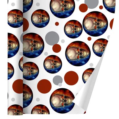 GRAPHICS & MORE Skull Blue Red Flaming Glowing Eyes Gift Wrap Wrapping Paper Roll