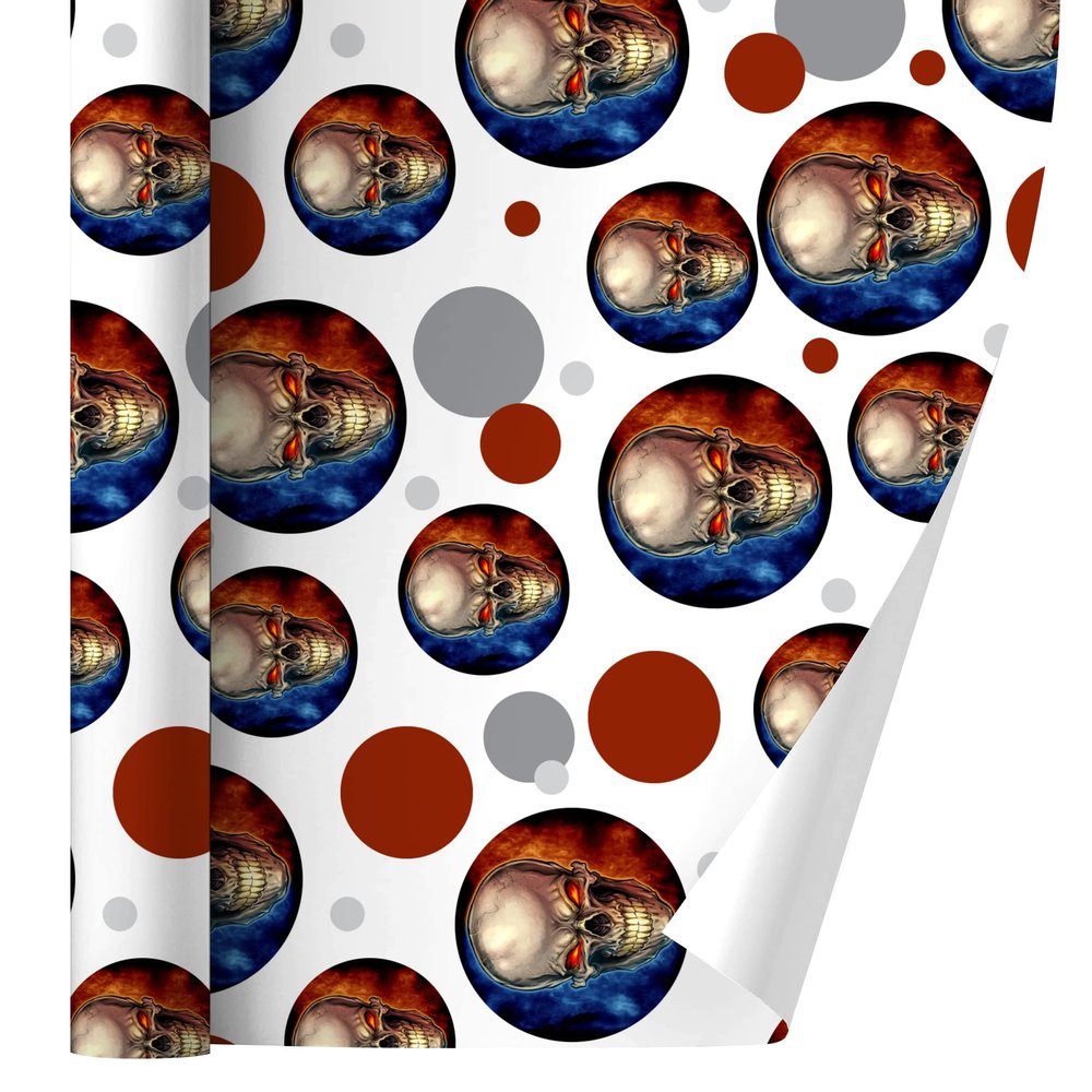 GRAPHICS & MORE Skull Blue Red Flaming Glowing Eyes Gift Wrap Wrapping Paper Roll