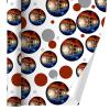 GRAPHICS & MORE Skull Blue Red Flaming Glowing Eyes Gift Wrap Wrapping Paper Roll view 1