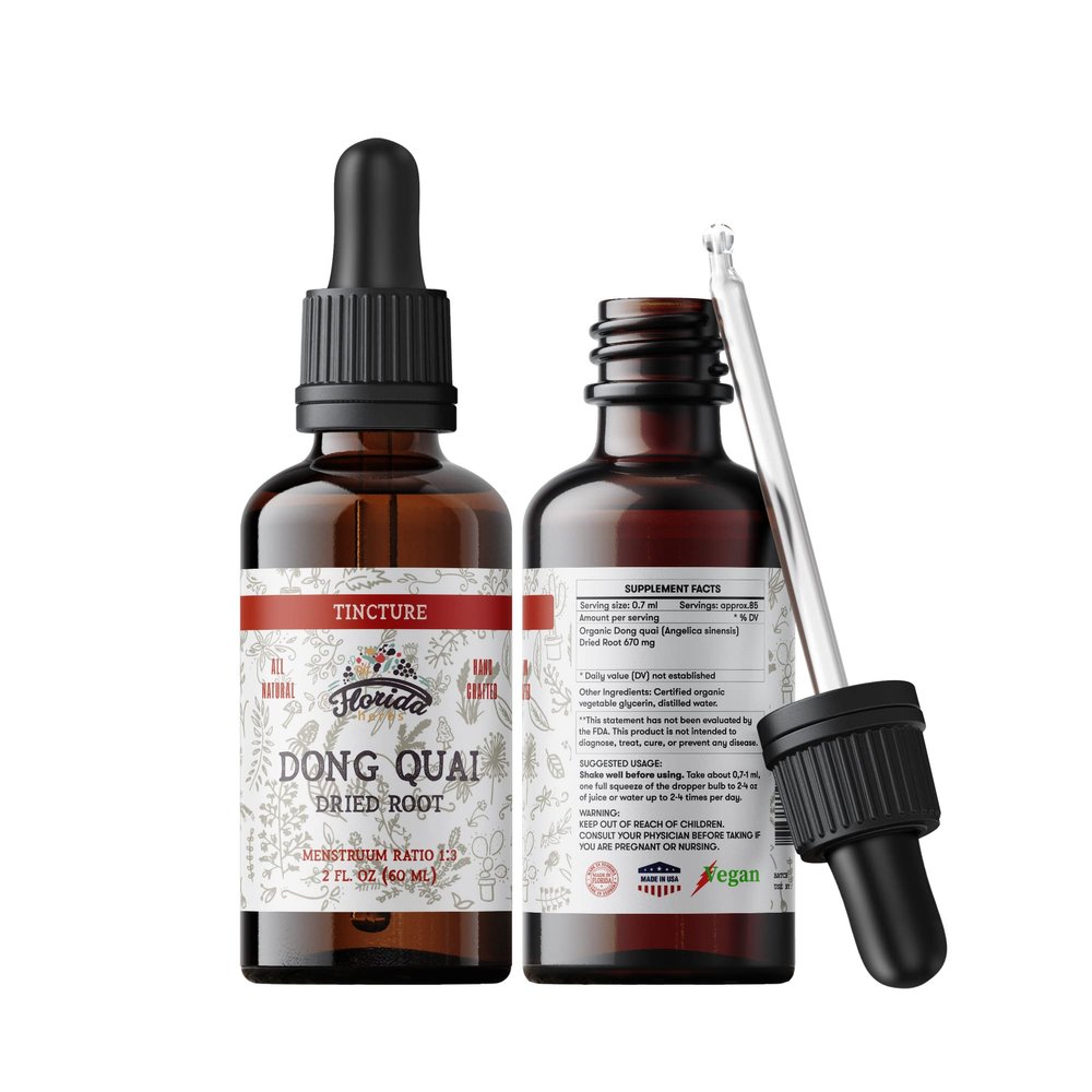 FLORIDA HERBS Dong Quai Tincture, Organic Dong Quai Extract, Dong Quai Drops (Angelica sinensis) Dried Root