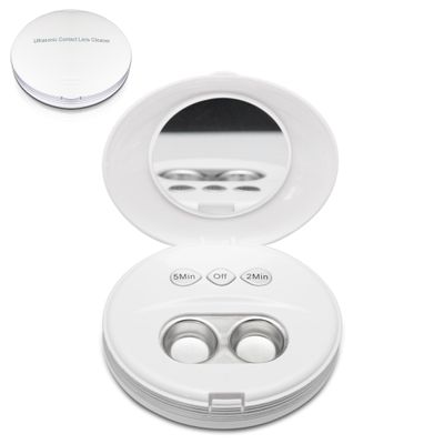 AMTAST Ultrasonic Contact Lens Cleaner Rechargeable Eye Contact Cleaner with Vanity Mirror Compact Contact Lens Cleaner with Two Cleaning Modes Fits Hard, Soft, Multicolor Contact Lens