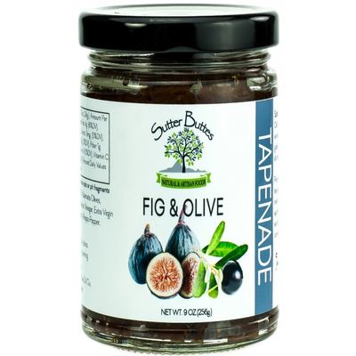 Sutter Buttes Olive Tapenade with Dried Figs (9 oz Jar); Gourmet Artisan-Crafted Pesto Spread w/ Black Kalamata Olives and Premium Californian Figs, All-Natural Vegan Dip