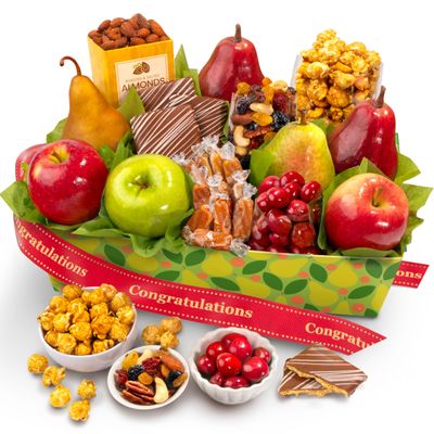 A Gift Inside Congratulations Orchard Delight Fruit and Gourmet Basket