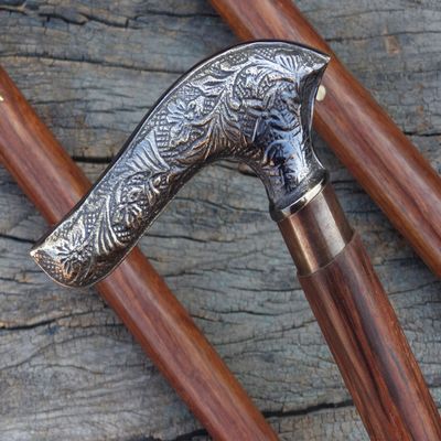 PIRU Brass Victorian Designer Handle Wooden Vintage Style Walking Stick Cane Vintage