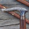 PIRU Brass Victorian Designer Handle Wooden Vintage Style Walking Stick Cane Vintage view 3