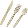 Juvale Gold Plastic Silverware - 96-Piece Set, Gold, Formal - Disposable Utensils & Plastic Forks & Spoons for Weddings & Parties view 1