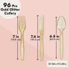 Juvale Gold Plastic Silverware - 96-Piece Set, Gold, Formal - Disposable Utensils & Plastic Forks & Spoons for Weddings & Parties view 4