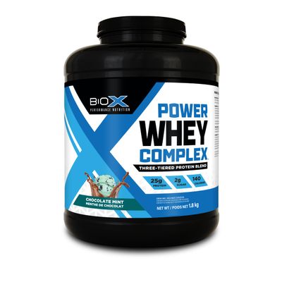 BioX Power Whey Complex | High Protein 100% Pure Whey Protein Powder | 25g Protein with Whey Concentrate, Whey Isolate, Hydrolyzed Whey | 52 Servings, 4LB (Chocolate Mint)