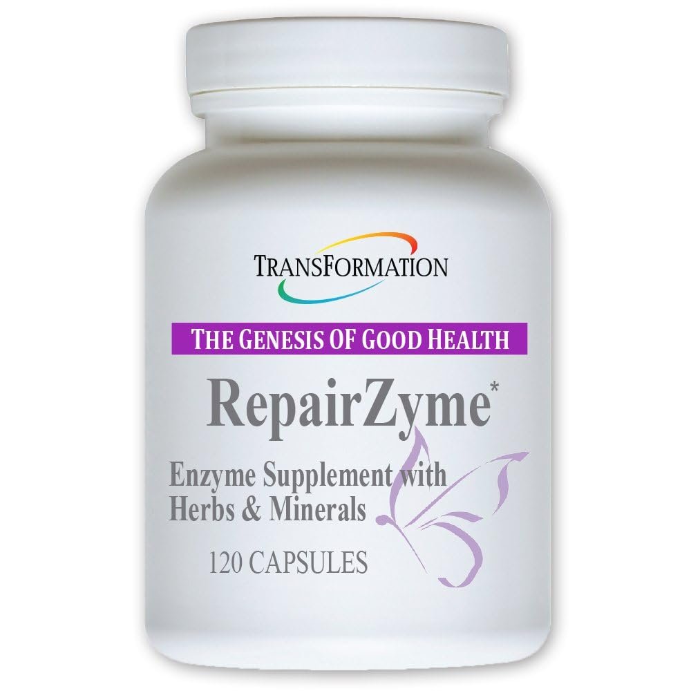 TRANSFORMATION THE GENESIS OF GOOD HEALTH RepairZyme High-Potency Digestive Enzyme Blend Natural Supplement with Herbal Extracts & Essential Minerals for Gut, Digestion & Overall Wellness, 120 Capsule