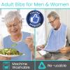 Vive Adult Bibs (2-pack) - Waterproof Apron Set for Men, Women for Eating with Adjustable Strap - Washable Reusable Large Terry Cloth view 3