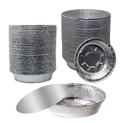 EcoQuality (200 Pack) - 9 Inch Disposable Round Aluminum Foil Take-Out Pans with Board Lids Set - Disposable Tin Containers, Perfect for Baking, Cooking, Catering, Parties, Restaurants