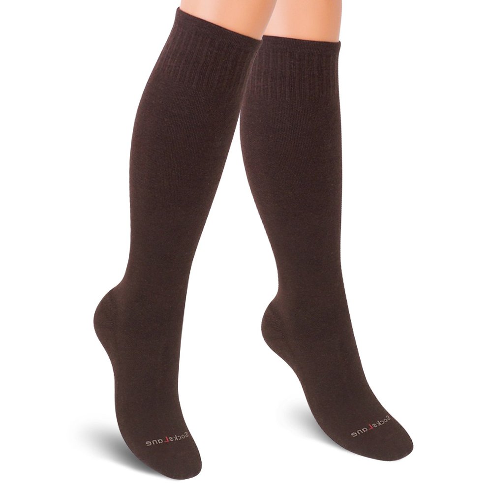 SocksLane Cotton Compression Socks, 1520 mmHg Graduated Support, Knee-High Medical Compression (Brown S/M)