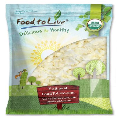 Food to Live Organic Coconut Chips, 3 Pounds - Non-GMO, Kosher, Raw, Desiccated, Unsweetened, Unsulfured, Dried Flakes, Vegan, Keto, Bulk, Great for Baking